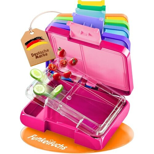 Tweedekans Funkelfuchs® Kinder Lunchbox met vakverdeling – 500 ml - Roze – Lekvrije Bento Snackbox & Broodtrommel – Ideaal voor school, crèche & onderweg