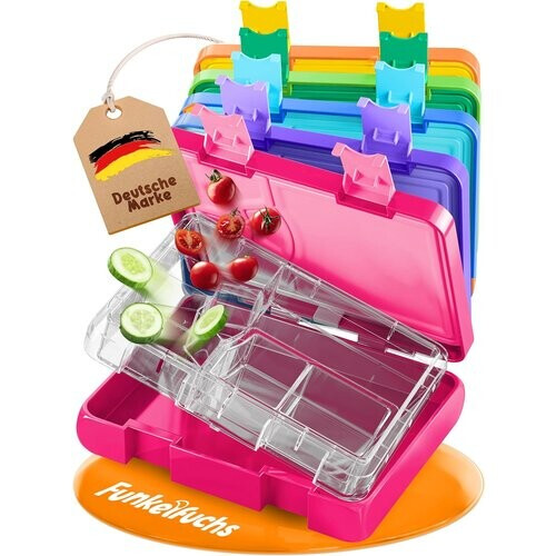 Tweedekans Funkelfuchs® Kinderen Lunchbox met Vakverdeling - 800ml – Roze – Grote Broodtrommel & Snackbox – Lunchbox voor School, Crèche & Kinderdagverblijf