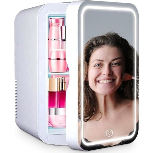 Tweedekans Goliving Skincare Fridge - Make-up koelkast - Beauty Koelkast - Mini-koelkast met spiegel en verlichting - Mini fridge