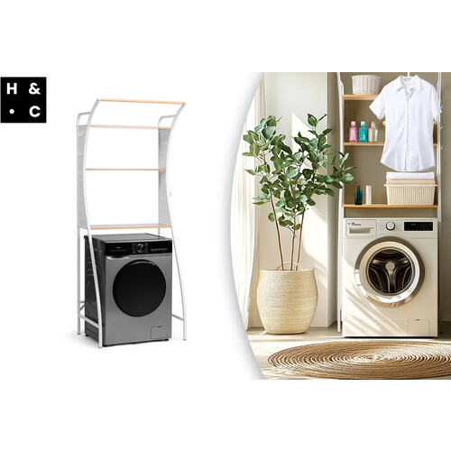 Tweedekans Home & Comfort - Ruimtebesparende ombouwkast voor wasmachine met 3 legplanken