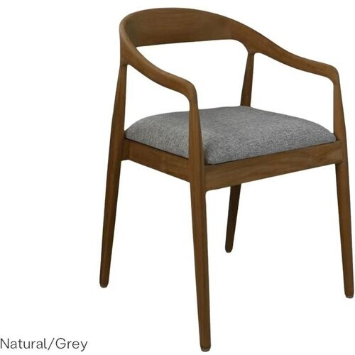 Tweedekans Hsm Collection Modena Eetkamerstoel - Teak en Grijs – Tijdloos Design – 55 × 41 × 78 cm
