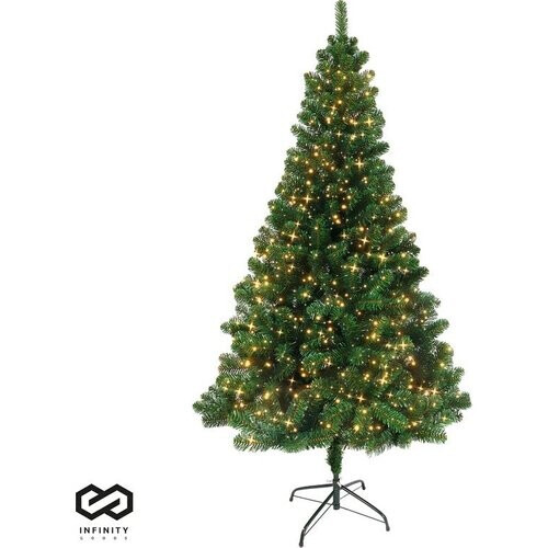 Tweedekans Infinity Goods Kunstkerstboom Met LED Verlichting - 240 cm - Realistische Kunststof Kerstboom - Metalen Standaard - Groen