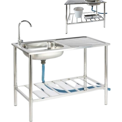 Tweedekans Inox Tafel - RVS - Gootsteen & Kraan - 100x77x50cm