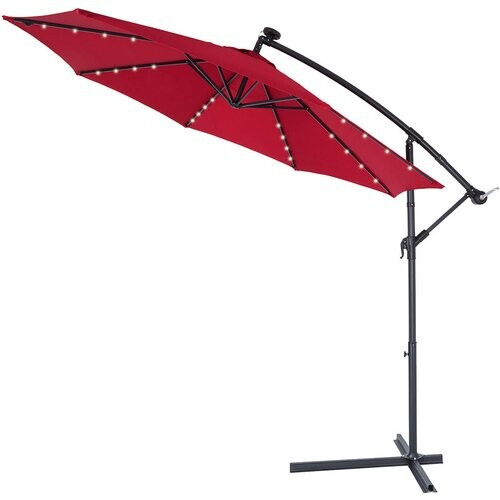Tweedekans Kingsleeve Zweefparasol - Parasolvoet LED-verlichting 330cm - Rood