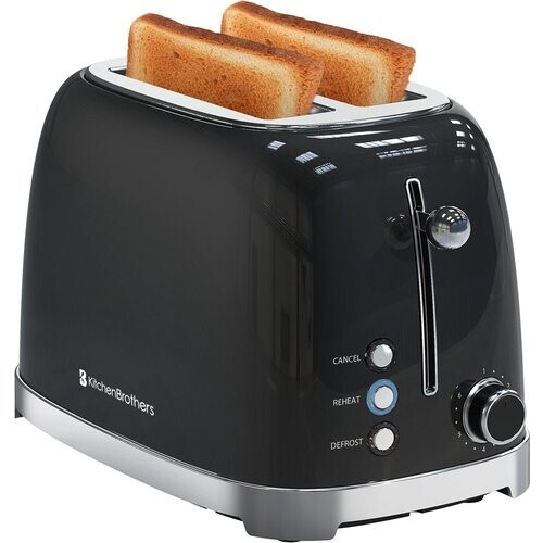 Tweedekans KitchenBrothers Retro Broodrooster - Toaster - 6 Warmteniveaus - 2 Extra Brede Sleuven - 815W - Zwart