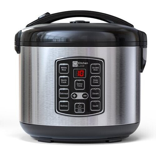 Tweedekans KitchenLove Rijstkoker met Stomer - 1.2L - Multicooker - Rice Cooker - Slowcooker - 2 tot 5 Personen - Zwart RVS