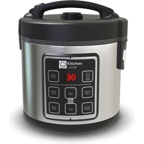 Tweedekans KitchenLove Rijstkoker met Stomer - 1.2L - Multicooker - Rice Cooker - Slowcooker - 2 tot 5 Personen - Zwart RVS