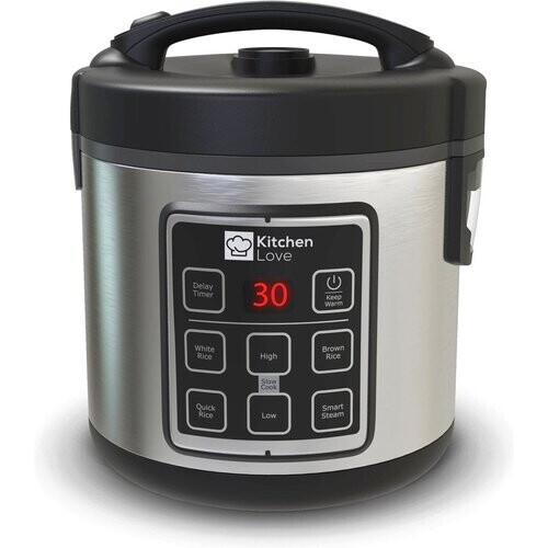 Tweedekans KitchenLove Rijstkoker met Stomer - 1.2L - Multicooker - Rice Cooker - Slowcooker - 2 tot 5 Personen - Zwart RVS