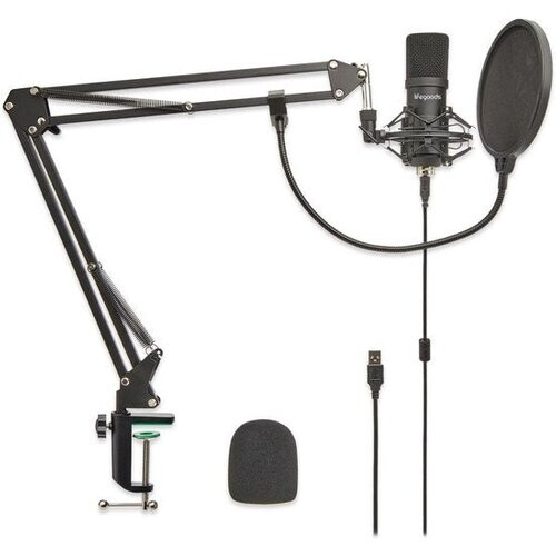 Tweedekans LifeGoods Microfoon voor PC - Met Arm - Gaming Microfoon - Streaming - Condensator - Noise Cancelling - Plopkap - Popfilter - Zwart
