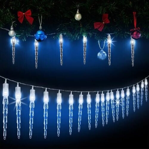 Tweedekans Monzana Kerstverlichting 80 LED´s - Ijspegels 5m Kabel - IP44 Blauw