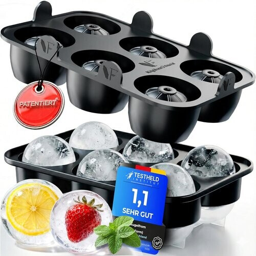 Tweedekans Neighbour's Friend - Gepatenteerde XXL ijsblokjesvorm Platinum - ronde grote ijsblokjesvorm voor cocktails, gin & dranken - 6 ijsballen, vaatwasmachinebestendig