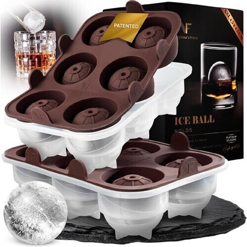 Tweedekans Neighbour's Friend ijsblokvormpjes - Set van 2 XXL vormen - Vaatwasmachinebestendig - ø4,5 cm - Bruin