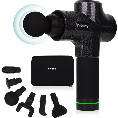 Tweedekans Niceey Massage Gun Pro - 30 Standen Draadloos - 6 Opzetstukken - Massage Apparaat Professioneel - Sport En Relax Massageapparaat - Fitness Spier Massage - Met Koffer - Zwart