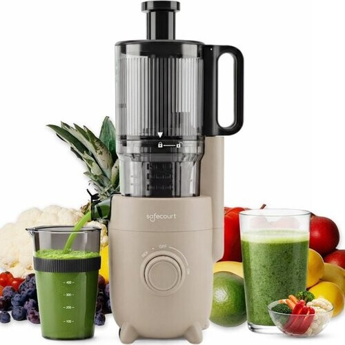Tweedekans Safecourt Kitchen Slow Juicer - krachtige motor [Pre-cutter & Cold-press technologie] - eenvoudige reiniging - BPA-vrij - sapcentrifuge Beige
