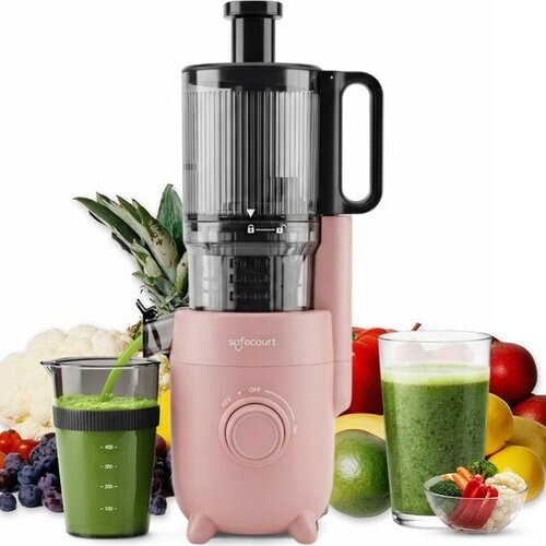 Tweedekans Safecourt Kitchen Slow Juicer - krachtige motor [Pre-cutter & Cold-press technologie] - eenvoudige reiniging - BPA-vrij - sapcentrifuge Roze