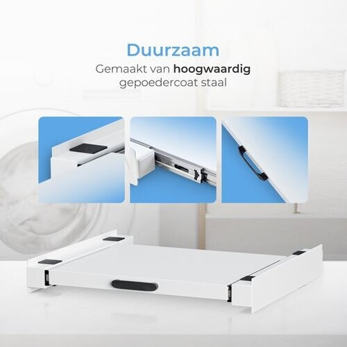 Tweedekans Skoov Tussenstuk voor Wasmachine & Droger - Stapelkit - Met uitschuifbare plank - Universeel - Droogkast - Meubel - incl. trildempers en spanband