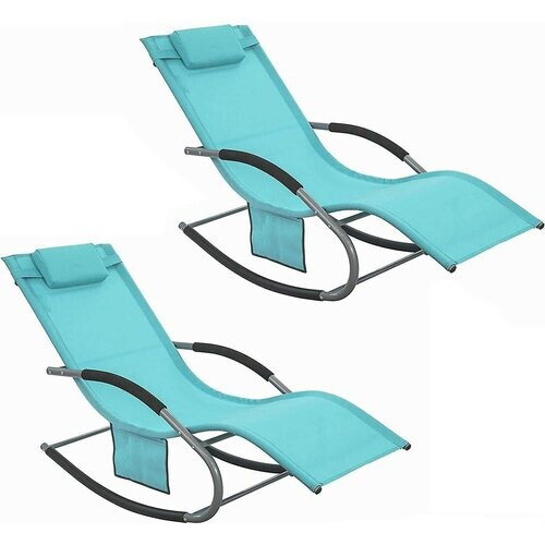 Tweedekans SoBuy - 2 Tuinstoelen - blauw - 141x62x86 cm