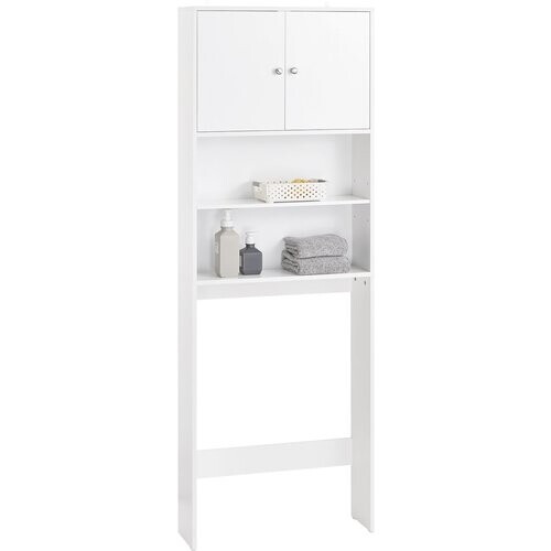 Tweedekans SoBuy BZR165-W Wasmachinemeubel – Wit – 65x20x182 cm – Kast met Deuren en Planken voor Boven Wasmachine