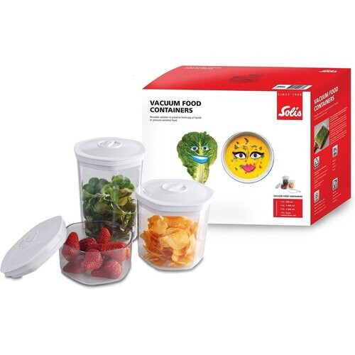Tweedekans Solis Bewaarcontainer set - Vershoudbakjes - 3 stuks - Vacuüm Bewaardoos