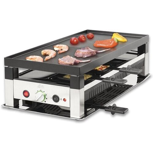 Tweedekans Solis Raclettegrill & Pizzagrill - Gourmetstel voor 8 Personen - Raclette Gourmet Set - Tafelgrill met 4 Verschillende Functies