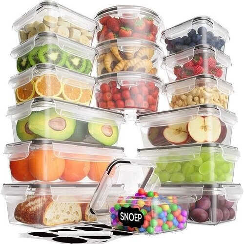 Tweedekans Strex Vershoudbakjes - Meal Prep Bakjes - Plastic Diepvries Bakjes - Met Deksel - 18 Delige set - BPA Vrije Magnetronbakjes