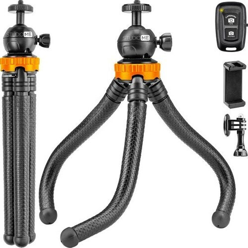 Tweedekans Studio ME Telefoon Statief - 25 cm - Tripod Smartphone - Flexibel - Camera Statief - Zwart - Gorillapod - Telefoonhouder - Incl. Bluetooth Afstandsbediening - Tripod Iphone - Statief Telefoon