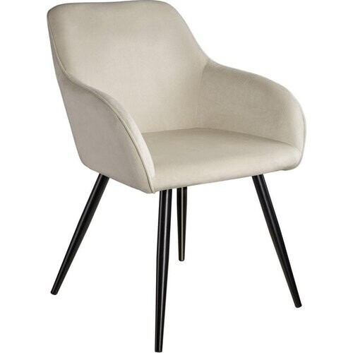 Tweedekans tectake® - Stoel - eetkamerstoel - Marilyn fluweellook zwart/crème - 403662