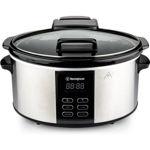 Tweedekans Westinghouse Slowcooker – 6,5L – RVS – Keramische Binnenpan – Warmhoudfunctie – Timer – Zwart